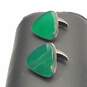 Sterling Silver Green Resin Triangular Shape Mens Cuff Links 14.2g image number 3
