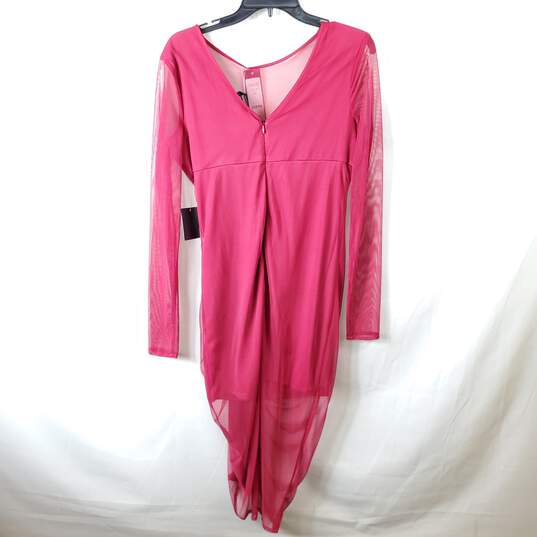 Bebe Women Pink Mesh Ruched Dress L NWT image number 2