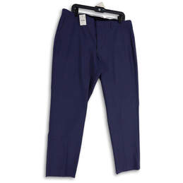 NWT Mens Blue Flat Front Slash Pocket Straight Leg Dress Pants Size 36/30