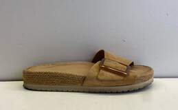 Vince Grant Tan Suede Slide Sandals Shoes Women's Size 10 M
