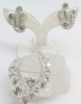 Vintage Eisenberg Ice Brooch & Earrings Demi Parure 26.9g