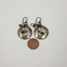 Designer Silpada 925 Sterling Silver Hammered Quartz Pearl Drop Earrings