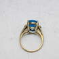 10K Yellow Gold Large Oval Blue Topaz Diamond Accent Ring Size 7 - 4.0g image number 3