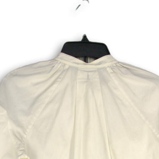 Womens White Flutter Sleeve Half Button Peplum Hem Blouse Top Size 6 image number 4