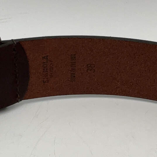 NWT Mens Brown Leather Adjustable Single Tongue Buckle Waist Belt Size 38 image number 4