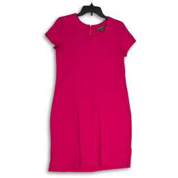 Tommy Bahama Womens Pink Cap Sleeve Round Neck Back Zip Sheath Dress Size Small