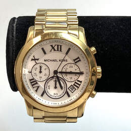 Designer Michael Kors Cooper MK-5916 Gold-Tone Round Dial Analog Wristwatch