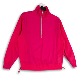 Womens Pink Short Sleeve Mock Neck Half Zip Pullover Sweatshirt Size XXS