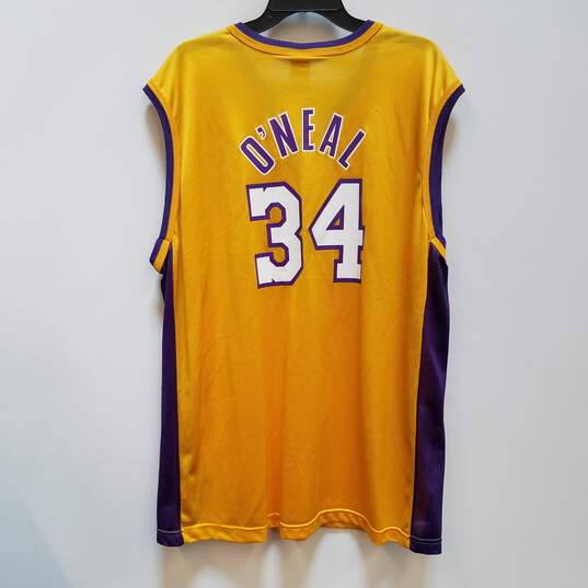 NWT Champion Mens Yellow LA Lakers Shaquille O'Neal #34 NBA Jersey Size XL image number 2