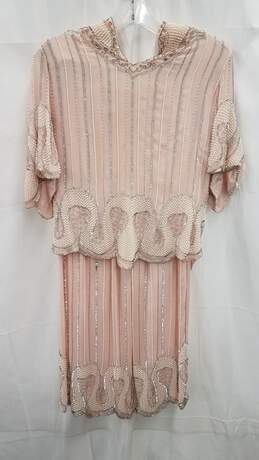 Vintage Light Pink/White Bead Dress + Shirt Set Size S
