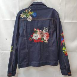 Olmos & Y Flores Denim Trucker Embroidered Jacket Button Up Women's Size 1 alternative image