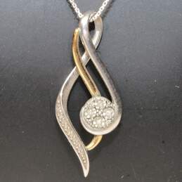 Sterling Silver 10K Yellow Gold Accent Diamond Accent Pendant Necklace - 3.13g alternative image