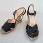 Cole Haan Black Leather Ankle Strap Espadrille Wedge Heels Women Sz 9.5B image number 1