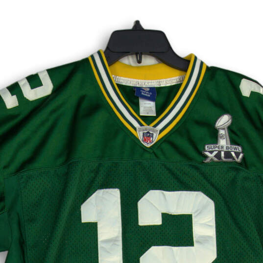 Mens Green V-Neck Green Bay Packers Aaron Rodgers #12 NFL Jersey Size 52 image number 3
