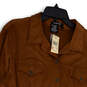 NWT Womens Brown Collared Long Sleeve Pockets Button Front Jacket Size 16 image number 3