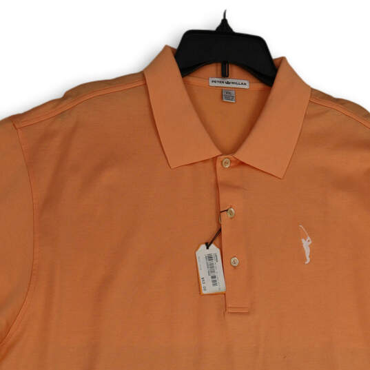 NWT Mens Orange Spread Collar Short Sleeve Polo Shirt Size XXL image number 1
