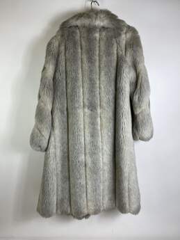 Maxi Women Gray Fur Coat 8 alternative image
