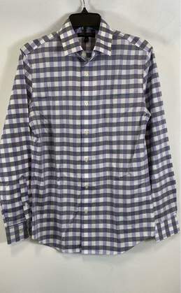 Banana Republic Mens Blue White Checked Long Sleeve Button-Up Shirt Size Small