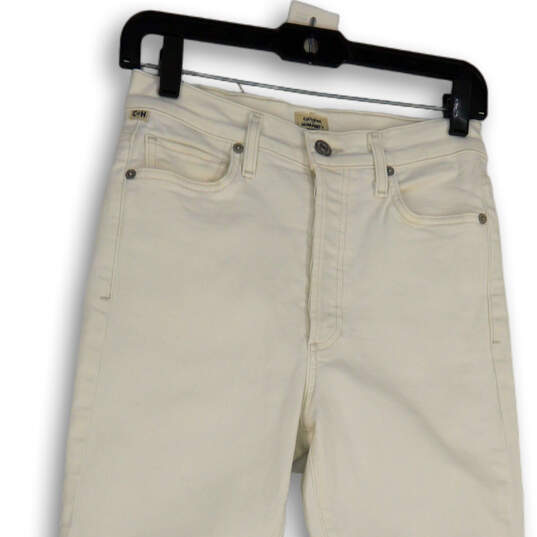 Womens White Denim Light Wash Pockets Comfort Skinny Leg Jeans Size 25 image number 3