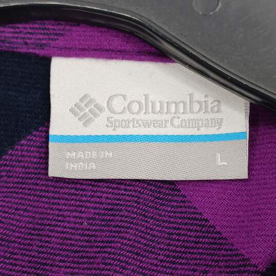 Columbia Women's Purple Plaid LS Button Up Shirt Size L NWT image number 3