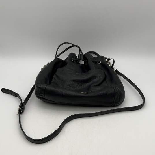 Coach Womens Black Leather Detachable Strap Drawstring Bucket Crossbody Purse image number 1
