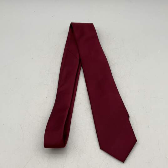 Michael Kors Mens Burgundy Adjustable Keeper Loop Pointed Necktie 58" image number 1