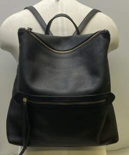 L.Credi Black Leather Medium Backpack Bag