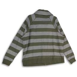 Calvin Klein Womens Gray Green Striped Funnel Neck Full-Zip Jacket Size 3X alternative image