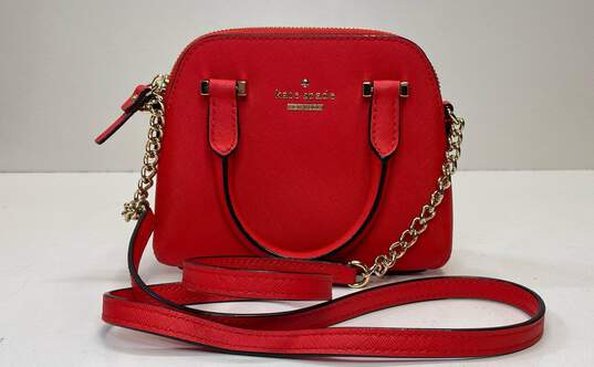 Kate Spade Maise Mini Leather Crossbody Satchel Red image number 1