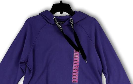 NWT Womens Purple Long Sleeve Hooded Pullover Sweatshirt Size Small image number 3