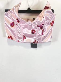 NWT White Fox Womens Pink Floral Sleeveless Spaghetti Strap Cropped Top Size S