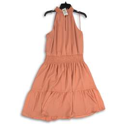 NWT INC International Concepts Womens Peach Halter Neck Fit & Flare Dress Size L