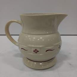 Longaberger Ceramic Pitcher White w/Red Accents