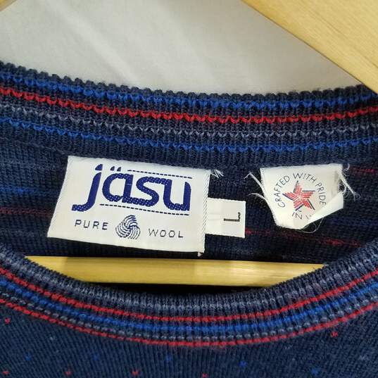 Jasu Men's Navy Spotted Wool Sweater Size L image number 3