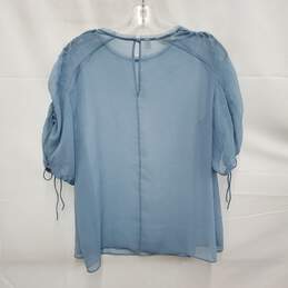 Ted Baker WM's Hilda Ruched Sleeve Mid Blue Chiffon Blouse Top Size 5 alternative image