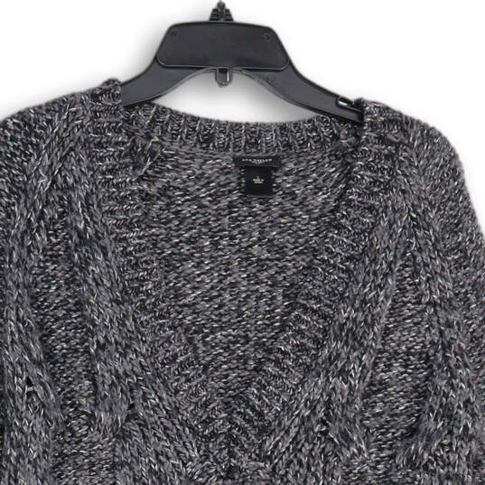 Womens Black Knitted Long Sleeve V-Neck Pullover Sweater Size Large image number 3