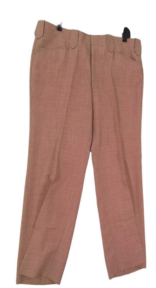 Mens Brown Flat Front Pockets Straight Leg Dress Pants image number 1