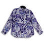 Womens Blue White Ikat Collared Long Sleeve Button-Up Shirt Size 8/10 image number 1