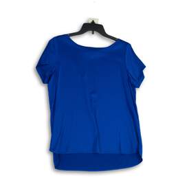 Eileen Fisher Womens Blue Round Neck Short Sleeve Pullover Blouse Top Size S