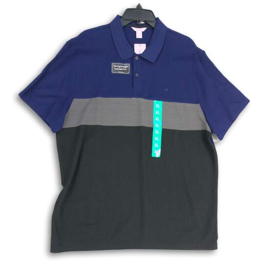 NWT Calvin Klein Mens Multicolor Spread Collar Short Sleeve Polo Shirt Size XL image number 1