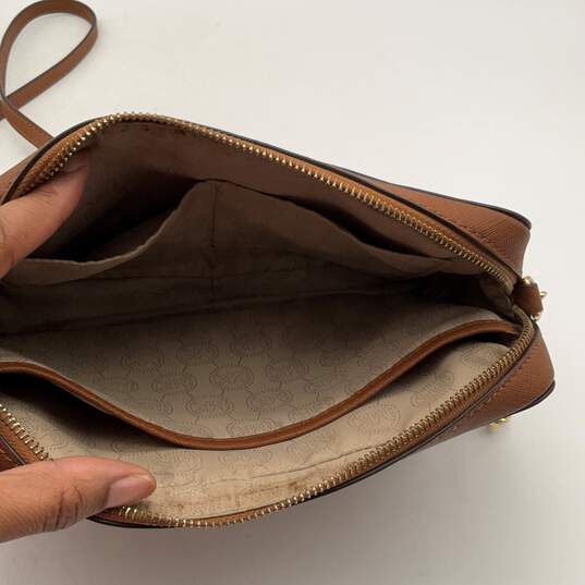 Michael Kors Womens Brown Leather Semi Chain Strap Inner Pocket Crossbody Bag image number 6