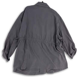NWT Womens Gray Collared Pockets Roll Tab Sleeve Full-Zip Jacket Size 3X alternative image