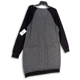 NWT Womens Gray Long Sleeve Round Neck Zipped Pockets Sweater Dress Size M alternative image