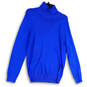 Womens Blue Turtleneck Long Sleeve Tight-Knit Pullover Sweater Size Large image number 1
