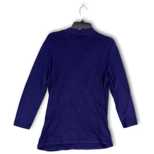 NWT Womens Blue Wrap V-Neck Long Sleeve Side Ruched Blouse Top Size XL image number 2