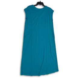 NWT J. Jill Womens Blue Double-Face Elliptical V-Neck A-Line Dress Size MP alternative image