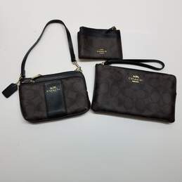 Lot of Three Small Brown/Black Coach Wallets/Wristlets