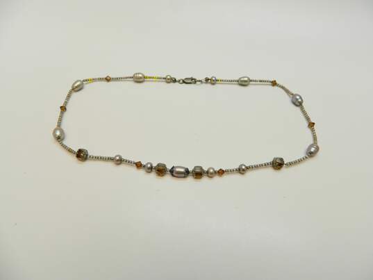 Romantic 925 Marcasite Pearl & Rhinestone Necklace Bracelet & Ring 37.2g image number 4
