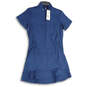 NWT Womens Blue Short Sleeve 1/4 Zip Pullover Golf Mini Dress Size Medium image number 1