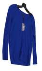 NWT Womens Blue Long Sleeve V Neck Casual Pullover Sweater Size Medium image number 3